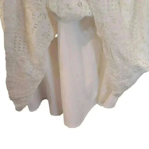 Aqua Women's Ivory Cotton/Lyocell/Poly Lined Lace Halter Dress - Picture 4 of 10